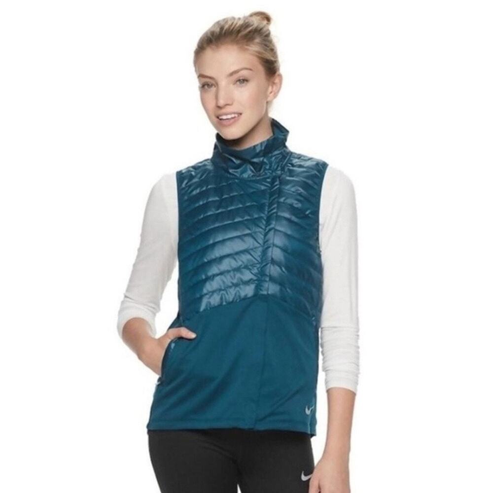 Nike Essential Quilted Running Mock Neck Full Zip Puffer Vest Women’s XL NEW